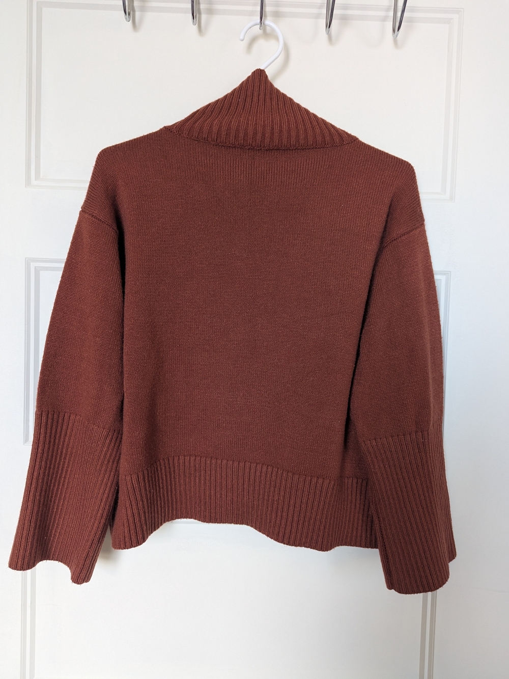 Turtleneck Rib-Hem Sweater in Rust - Picture 5 of 5